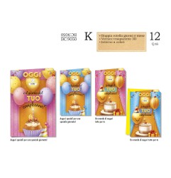 Biglietti compleanno Bambini rotella 12pz CROMO BC9050