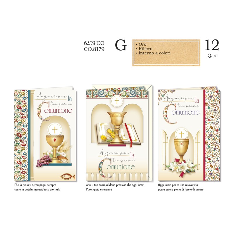 Cromo Biglietti Auguri Prima Comunione soggetti assortiti 12pz CO8179 Cromo Biglietti Auguri Prima Comunione soggetti assortiti 12pz CO8179