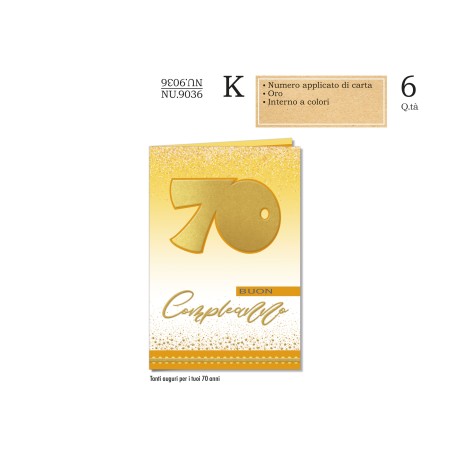 Biglietti Numeri applicazione Palloncino 70 -6pz NU9036
