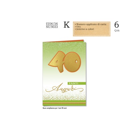 Biglietti Numeri applicazione Palloncino 40 -6pz NU9033