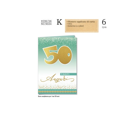 Biglietti Numeri applicazione Palloncino 50 -6pz NU9034
