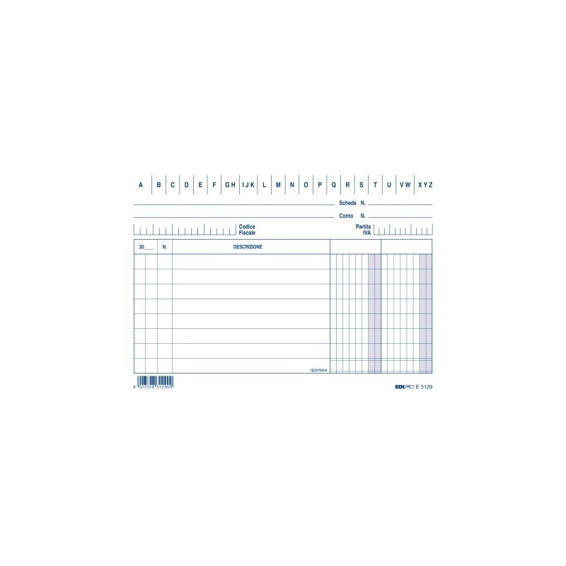 Schede a 2 colonne blu. Formato in cm : 15 x 10,5 x 2 Edipro - E3129