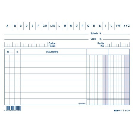 Schede a 2 colonne blu. Formato in cm : 15 x 10,5 x 2 Edipro - E3129