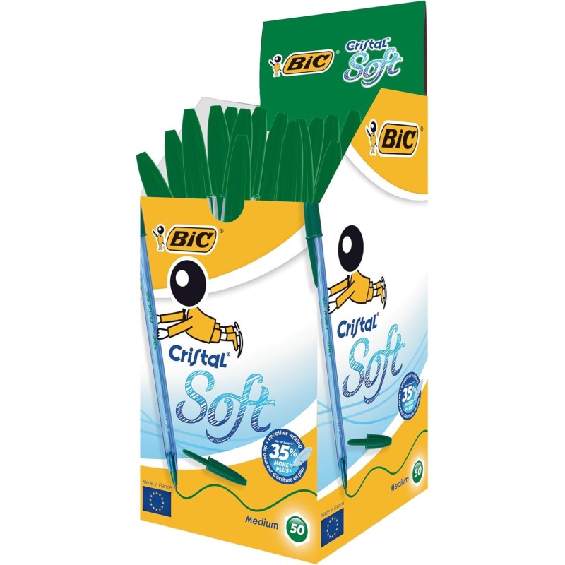 BIC Cristal Soft Penna a Sfera Verde 1,2 mm Confezione da 50 9212191 BIC Cristal Soft Penna a Sfera Verde 1,2 mm Confezione da 50 9212191