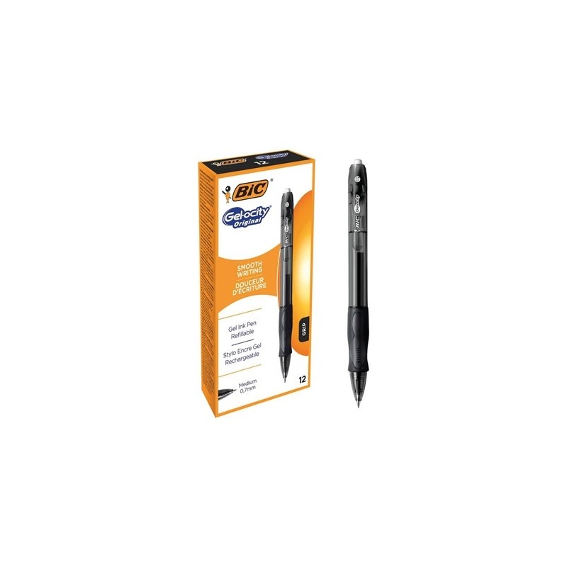 BIC Gelocity Gel Penna a Scatto Nera 0,7 mm Confezione da 12 829157 BIC Gelocity Gel Penna a Scatto Nera 0,7 mm Confezione da 12 829157