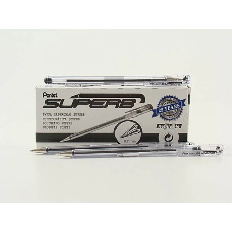Pentel Superb BK77 Penna a Sfera 0.7 mm Nera
