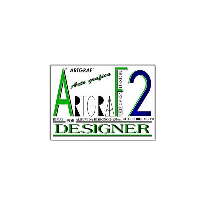Artgraf blocco da disegno liscio squadrato 24x33 cm 20 fogli 120 g con angoli A20S