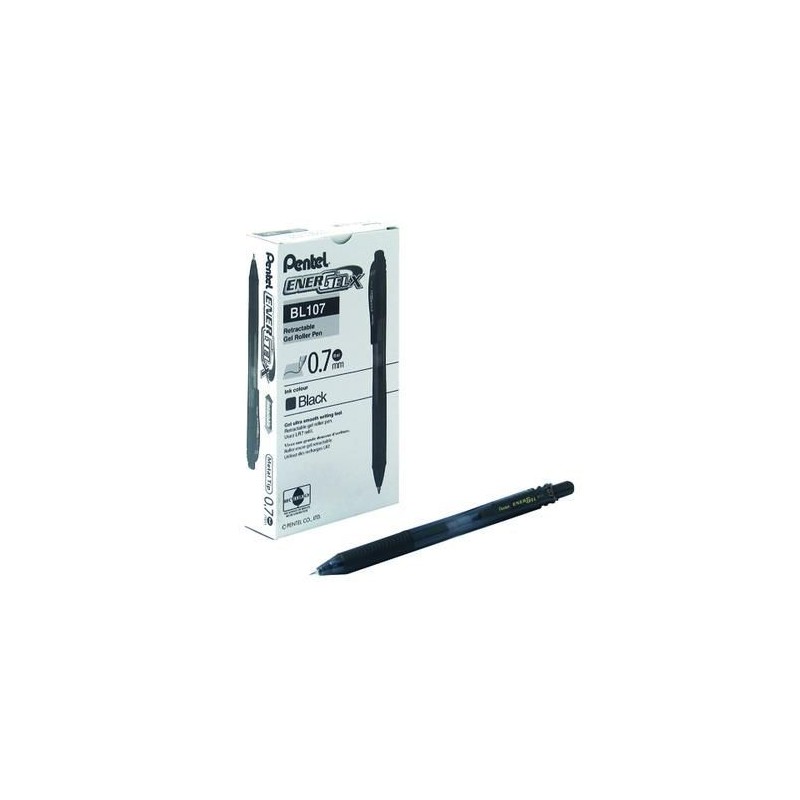 Pentel EnerGel-X BL107A Roller a Scatto 0,7 mm Inchiostro Gel Nero 12 pz Pentel EnerGel-X BL107A Roller a Scatto 0,7 mm Inchiostro Gel Nero 12 pz