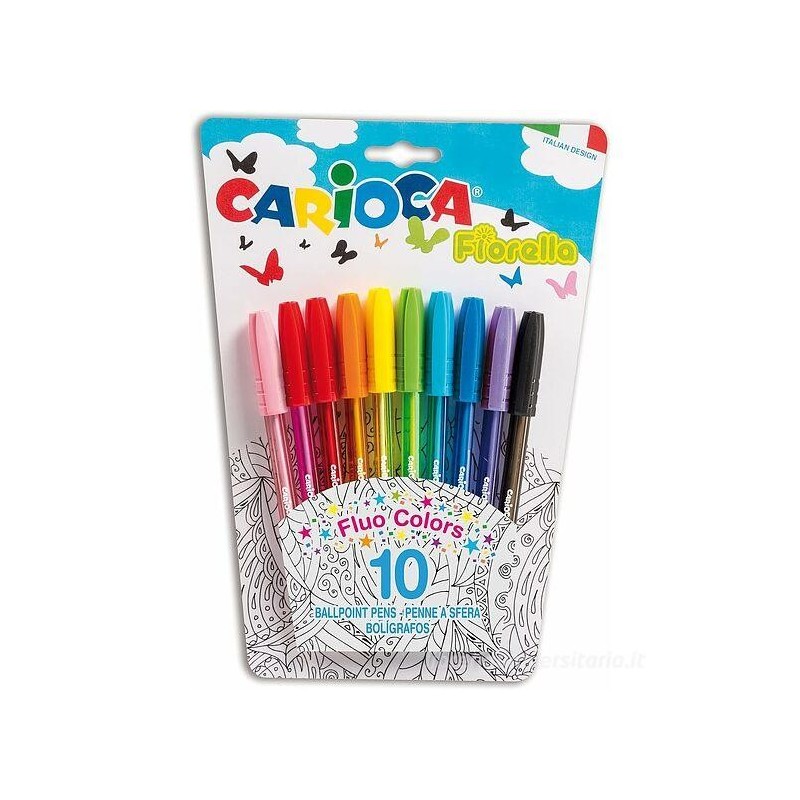 Carioca Fiorella Penna a Sfera con Cappuccio Colori Assortiti Punta 1.0 mm 10 pz 42775 Carioca Fiorella Penna a Sfera con Cappuccio Colori Assortiti Punta 1.0 mm 10 pz 42775