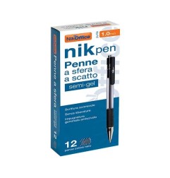 Penna Biro a Scatto Semigel punta 1.0 mm Nera 12 Pz 20/224