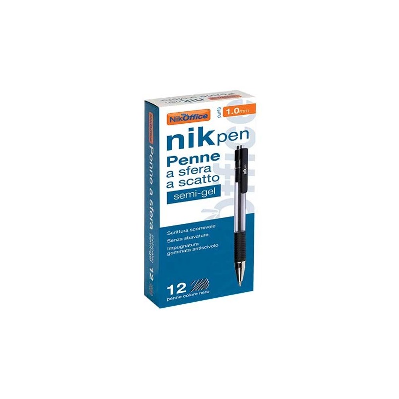 Penna Biro a Scatto Semigel punta 1.0 mm Nera 12 Pz 20/224 Penna Biro a Scatto Semigel punta 1.0 mm Nera 12 Pz 20/224