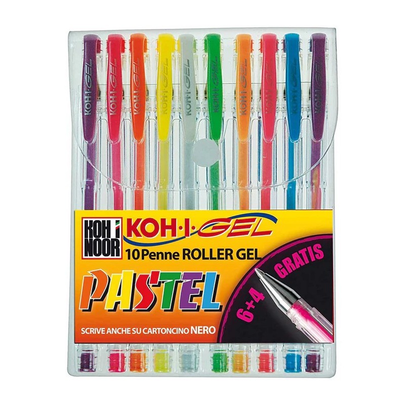 Koh-I-Noor Set di 10 Penne Gel Pastel Punta 0.7 mm Colori Assortiti NAGP10P Koh-I-Noor Set di 10 Penne Gel Pastel Punta 0.7 mm Colori Assortiti NAGP10P