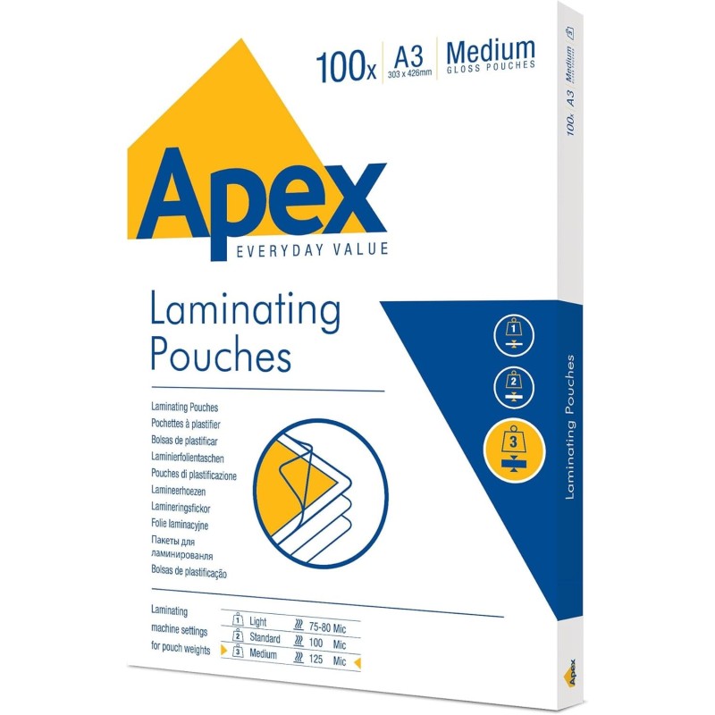 FELLOWES 100 pezzi Pouches per plastificare formato A3 125my Apex 6003401 FELLOWES 100 pezzi Pouches per plastificare formato A3 125my Apex 6003401