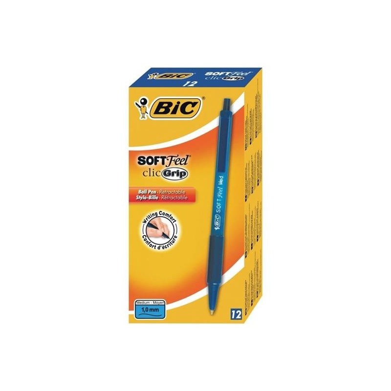 BIC Soft Feel Clic Grip Penna a Sfera Retrattile Blu Punta Media 1.0 mm 12 Pz 837398 BIC Soft Feel Clic Grip Penna a Sfera Retrattile Blu Punta Media 1.0 mm 12 Pz 837398