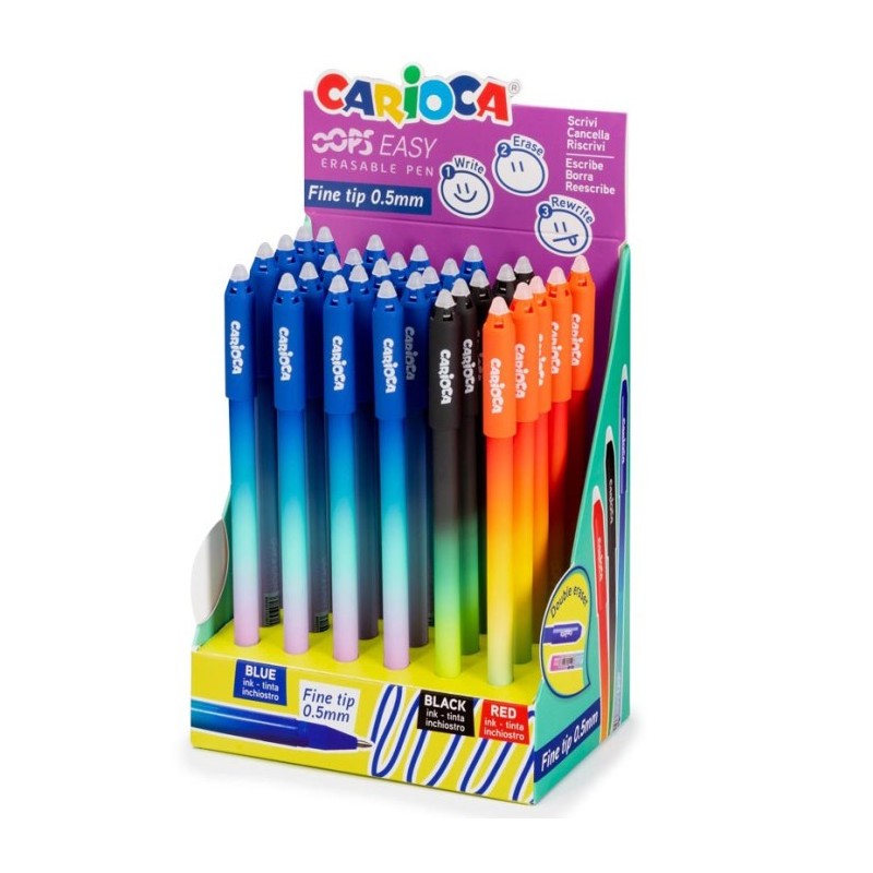 Carioca Oops Easy Espositore Penne a Sfera Cancellabili Punta 0.7 mm 30 pz 41046 Carioca Oops Easy Espositore Penne a Sfera Cancellabili Punta 0.7 mm 30 pz 41046