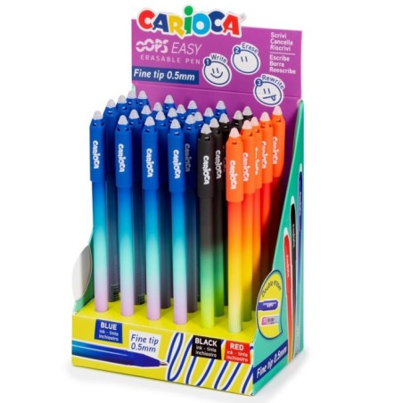 Carioca Oops Easy Espositore Penne a Sfera Cancellabili Punta 0.7 mm 30 pz 41046