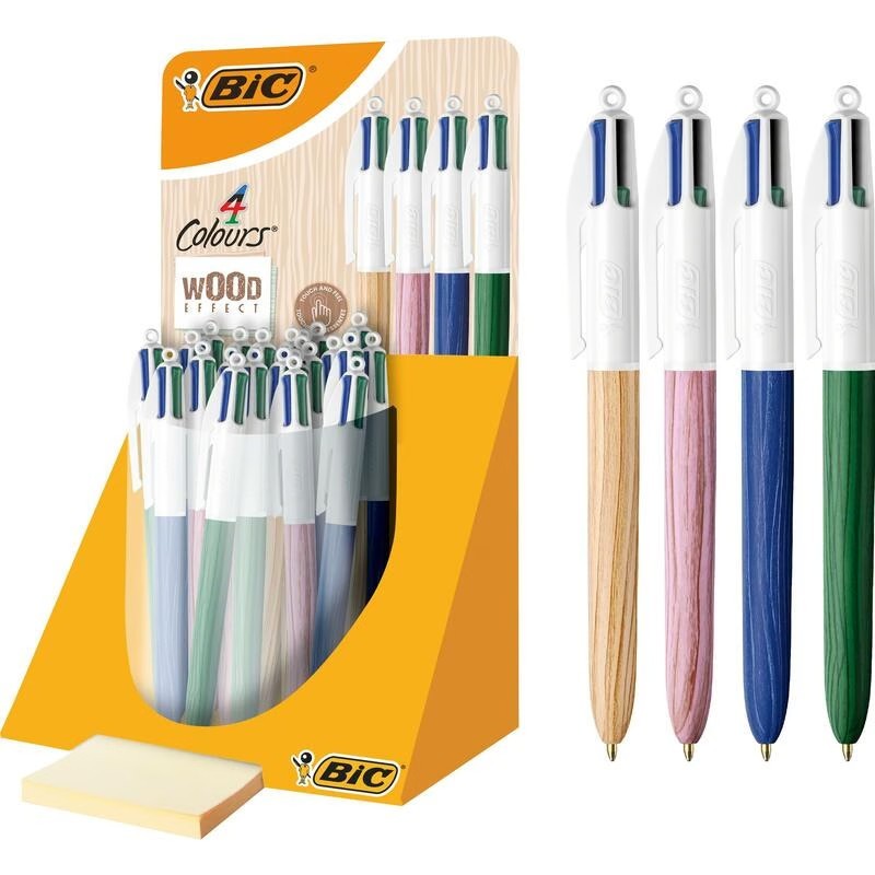 BIC 4 Colours Wood penna a sfera effetto legno punta media 1 mm 30 Pz 507406 BIC 4 Colours Wood penna a sfera effetto legno punta media 1 mm 30 Pz 507406