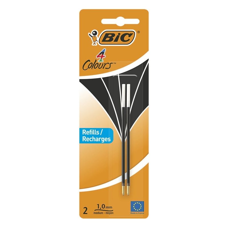 BIC 4 Colours ricariche nere punta media 1.0 mm 2 Pz 931779 BIC 4 Colours ricariche nere punta media 1.0 mm 2 Pz 931779