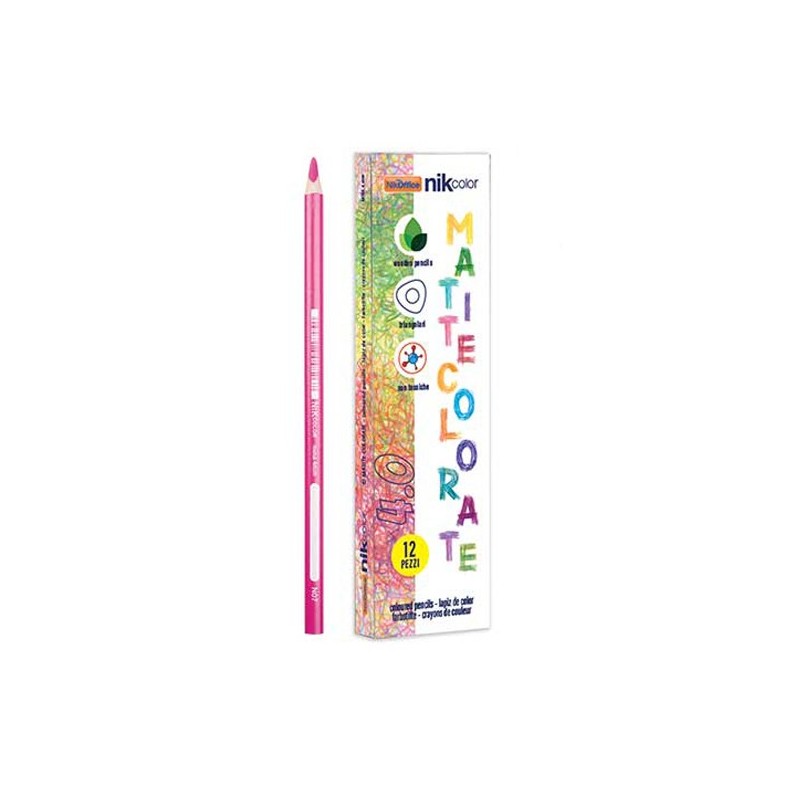 Nikoffice Matite Colorate Mina 4,0 mm Bianco 12 Pezzi 32/206-1