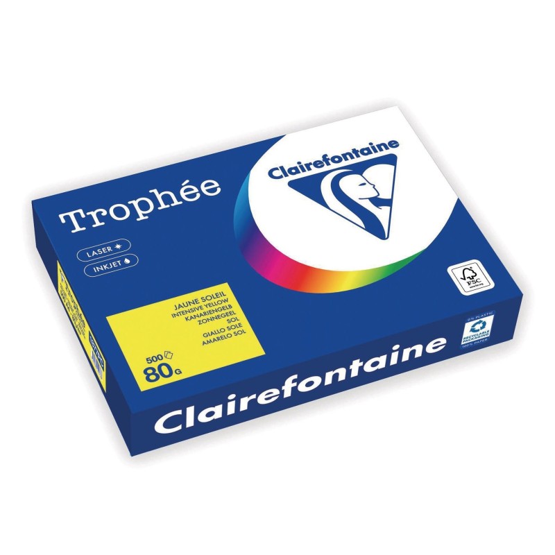 Clairefontaine Trophée 1877 Carta Colorata A4 80g/m² Giallo Sole 500 Fogli Clairefontaine Trophée 1877 Carta Colorata A4 80g/m² Giallo Sole 500 Fogli