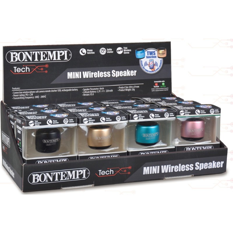 Bontempi mini altoparlanti wireless 10 W confezione da 12 49-0110 Bontempi mini altoparlanti wireless 10 W confezione da 12 49-0110