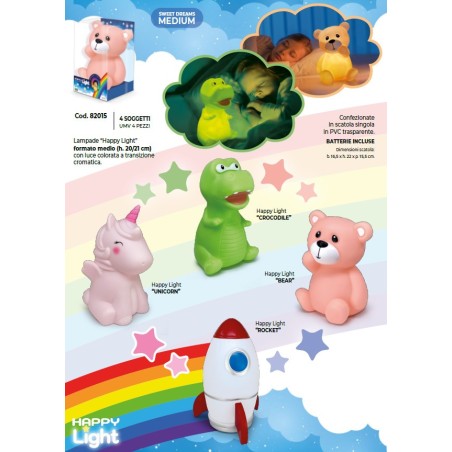 Lampada Happy Light Lebez formato medio, altezza 20 cm, soggetti assortiti - 82015