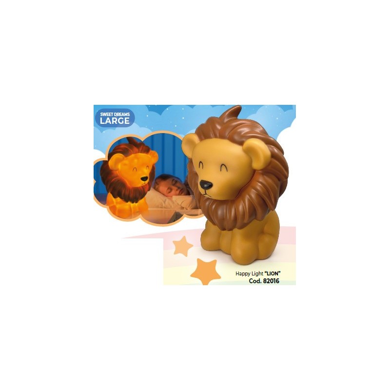 Lampada Happy Light Lebez Lion formato grande, altezza 30 cm - 82016
