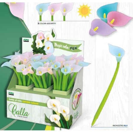 Penna flexi Lebez Magic Color Calla con fiore che cambia colore, espositore da 36 pezzi - 82108