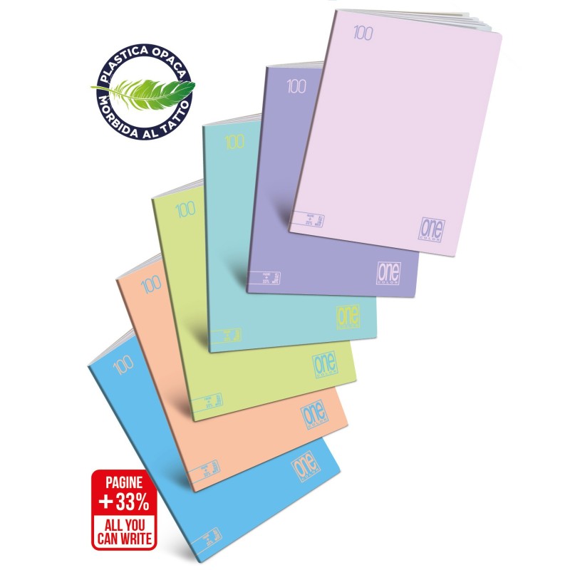 Blasetti Quaderno Maxi One Color Pastel 10Pz. Formato A4, C, 24+1 Fogli, Carta 100 g/m²