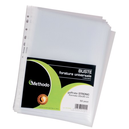 Methodo X212405 Busta a Foratura Universale 22×30 cm Goffrata 50 Pezzi 8/013