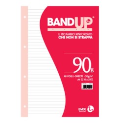 BM Ricambio Rinforzato Band-Up A4 90g/m² 40 fogli rigatura 1R banda trasparente antistrappo foratura universale 0105497