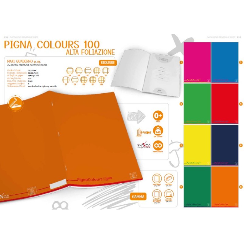 MAXI 24+1/A 100GR. PIGNA COLOURS -5pz ALTA FOLIAZIONE PIGNA 231290 MAXI 24+1/A 100GR. PIGNA COLOURS -5pz ALTA FOLIAZIONE PIGNA 231290