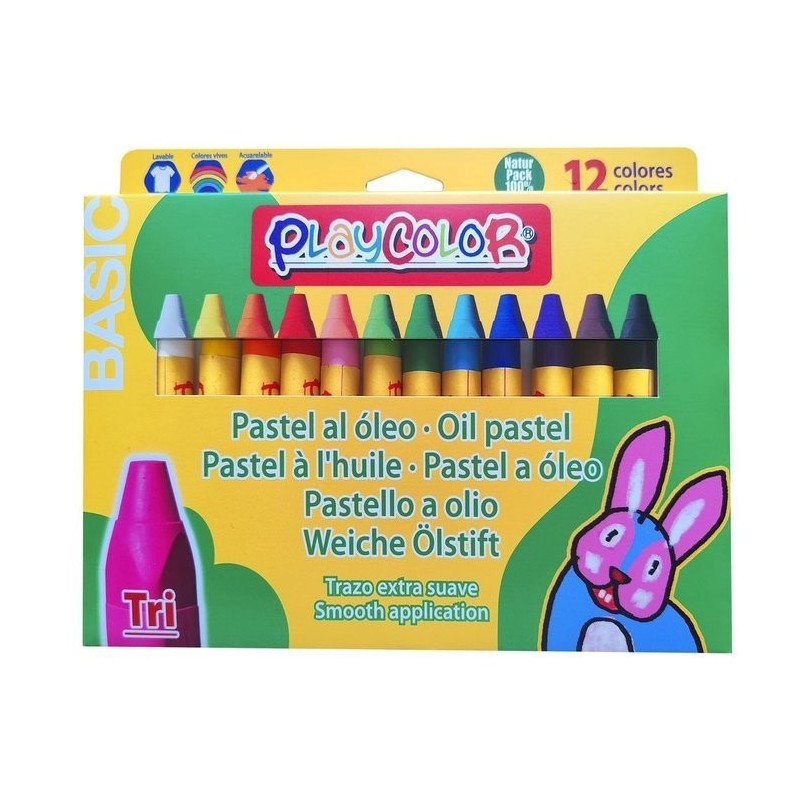 Playcolor Instant Tri Basic pastelli a olio triangolari 12 colori lavabili 21421