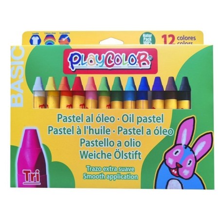 Playcolor Tri Basic pastelli a olio 12 colori lavabili 21421