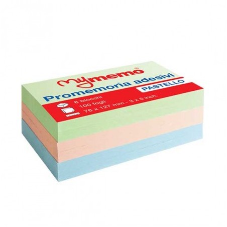 BLOCCO ADES.MYMEMO 76X127 -6pz PASTEL ASS. 30/012-1MY