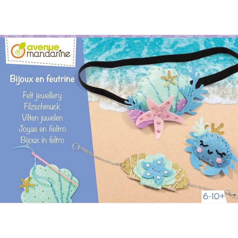 Avenue Mandarine Kit Gioielli in Feltro Tema Mare 3 Pezzi con Strass Ago e Sacchetto KC160C Avenue Mandarine Kit Gioielli in Feltro Tema Mare 3 Pezzi con Strass Ago e Sacchetto KC160C