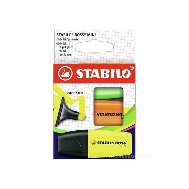 Stabilo Boss Mini 3 evidenziatori tascabili colori fluo 07/3-2-02 Stabilo Boss Mini 3 evidenziatori tascabili colori fluo 07/3-2-02