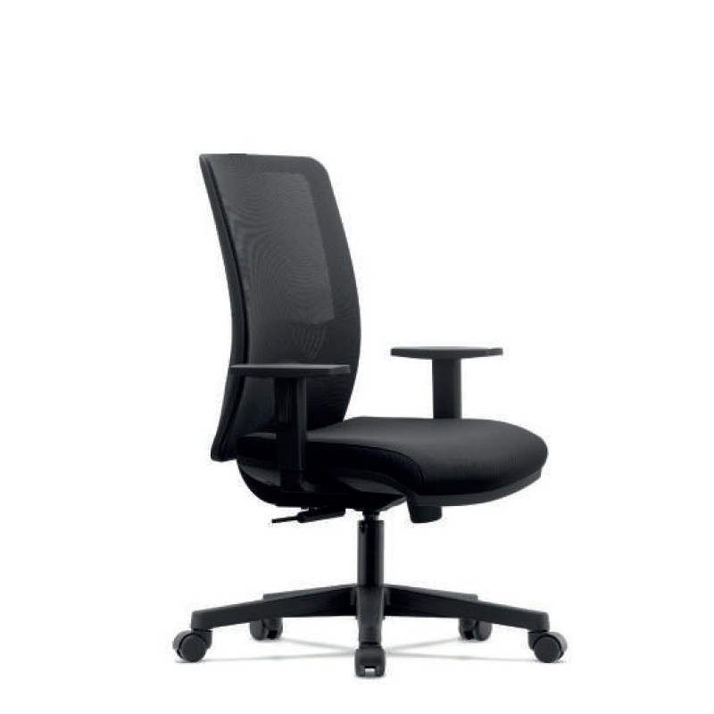 POLTRONA UFFICIO C/BRACCIOLI, BASE+SCHIENALE RETE NERO KING-DK-N-02 POLTRONA UFFICIO C/BRACCIOLI, BASE+SCHIENALE RETE NERO KING-DK-N-02