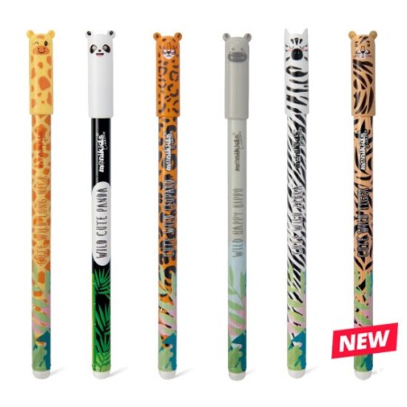 Wild Animal penne cancellabili slim 0.7 mm blu cappuccio 36 pz assortite 20/252