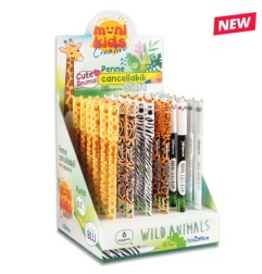 Wild Animal penne cancellabili slim 0.7 mm blu cappuccio 36 pz assortite 20/252