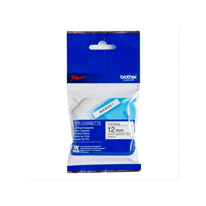 Brother MK-231 Nastro per Etichettatrice Nero su Bianco 12 mm x 8 m