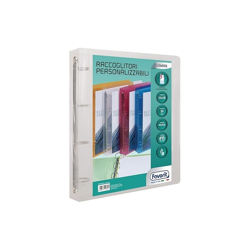 FAVORIT Raccoglitore Lumina in PPL 4 Anelli d.30mm 22x30 cm - trasparente neutro 083623 FAVORIT Raccoglitore Lumina in PPL 4 Anelli d.30mm 22x30 cm - trasparente neutro 083623