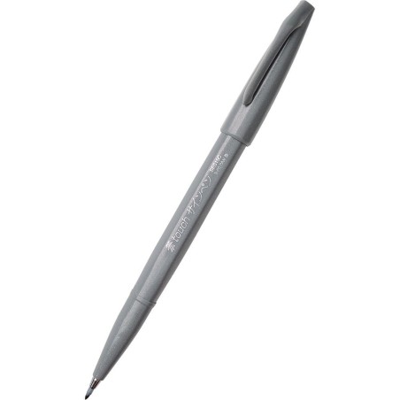Pentel SES15C-N Brush Sign Pen grigio punta flessibile 10 Pz