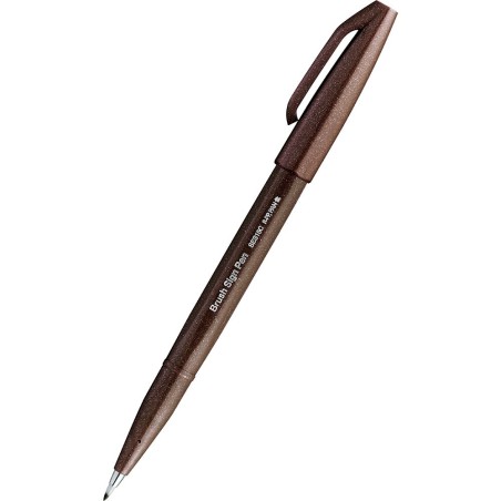 Pentel Brush Sign Pen marrone punta flessibile 10pz SES15C-E