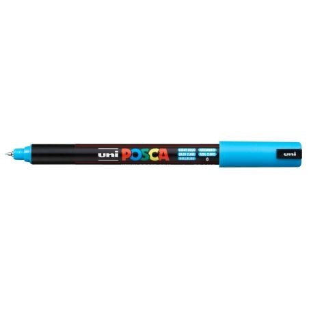 UNI BALL UNIPOSCA Pennarello Marcatore a Base D'Acqua Punta Ultra fine Azzurro 6 Pz PC1MR 8