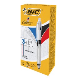 BIC 4 Colours penna multifunzione 3 colori + matita meccanica 0,7 mm 12 Pz 942104