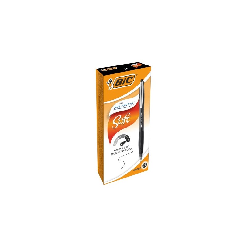 BIC Atlantis Premium/Soft Penna sfera a scatto nera 1,0 mm 12 Pz 9021332 BIC Atlantis Premium/Soft Penna sfera a scatto nera 1,0 mm 12 Pz 9021332