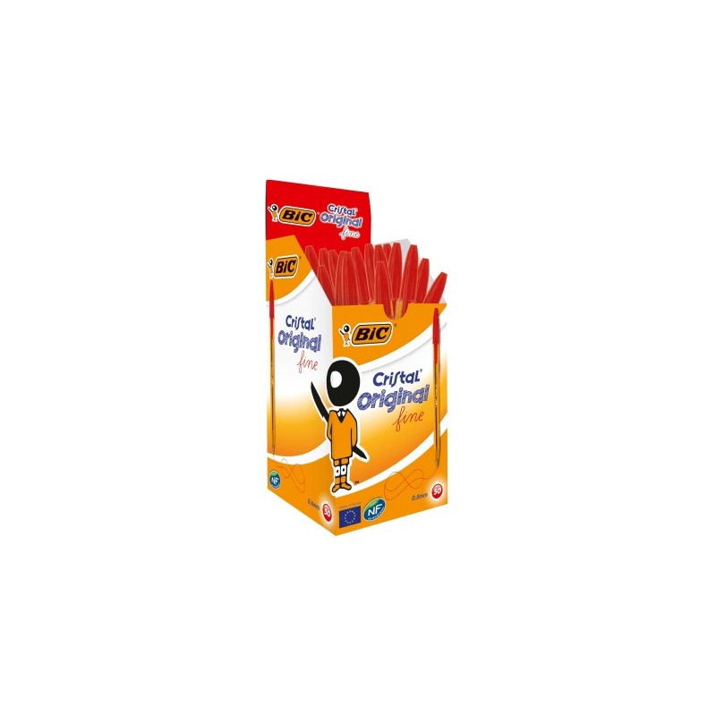 BIC Cristal Fine Penna sfera rossa punta fine 0,8 mm 50 Pz 872720 BIC Cristal Fine Penna sfera rossa punta fine 0,8 mm 50 Pz 872720