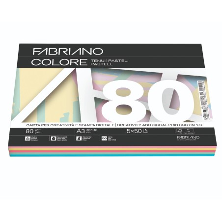 FABRIANO  250 fogli Carta fotocopie Fabriano Colore A3 80 gr mix tenui 19100812
