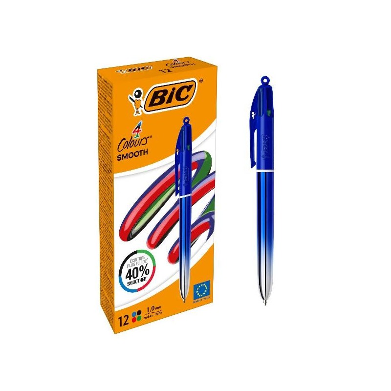 BIC 4 Colours Smooth Gradient penna a sfera punta media 1 mm fusto blu 12 Pz BIC 4 Colours Smooth Gradient penna a sfera punta media 1 mm fusto blu 12 Pz